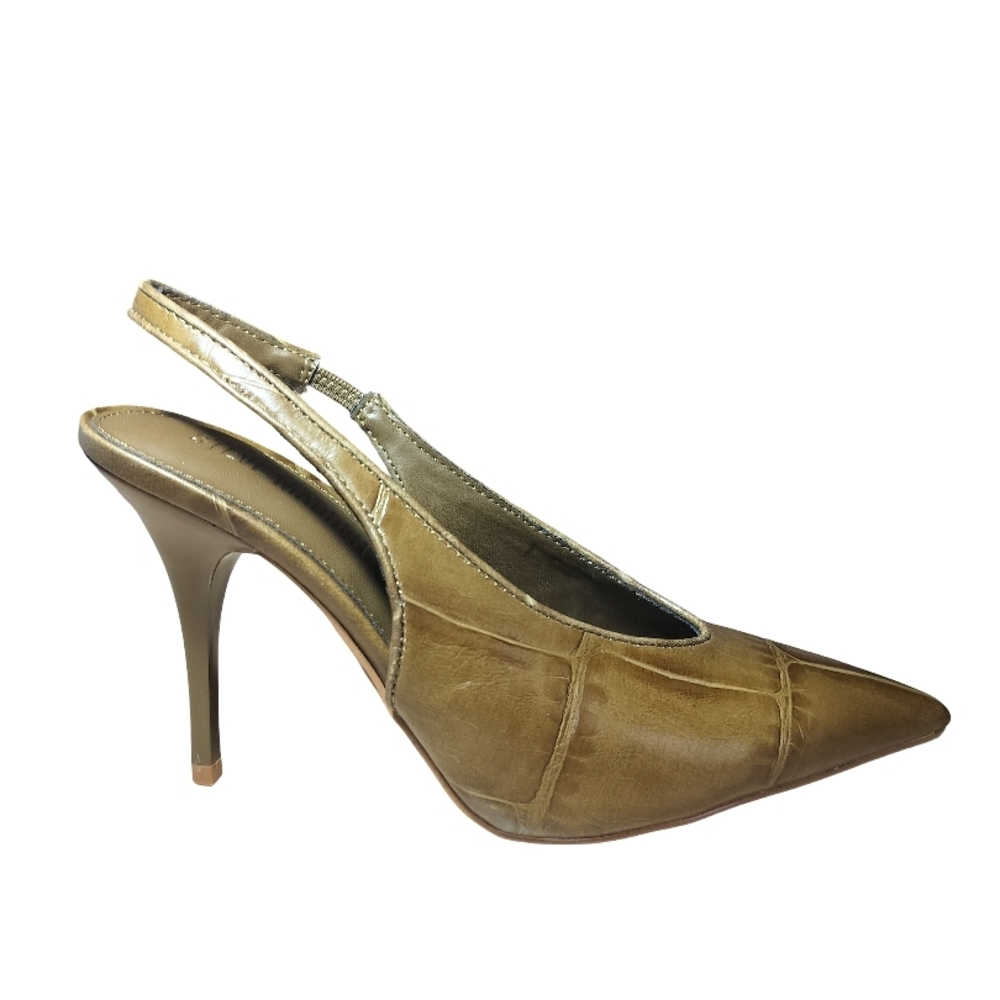 Steve Madden Andromeda Tan Crocodile Slingback Heels Size 7.5 NWT